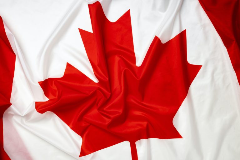 Rippled textile flag of Canada