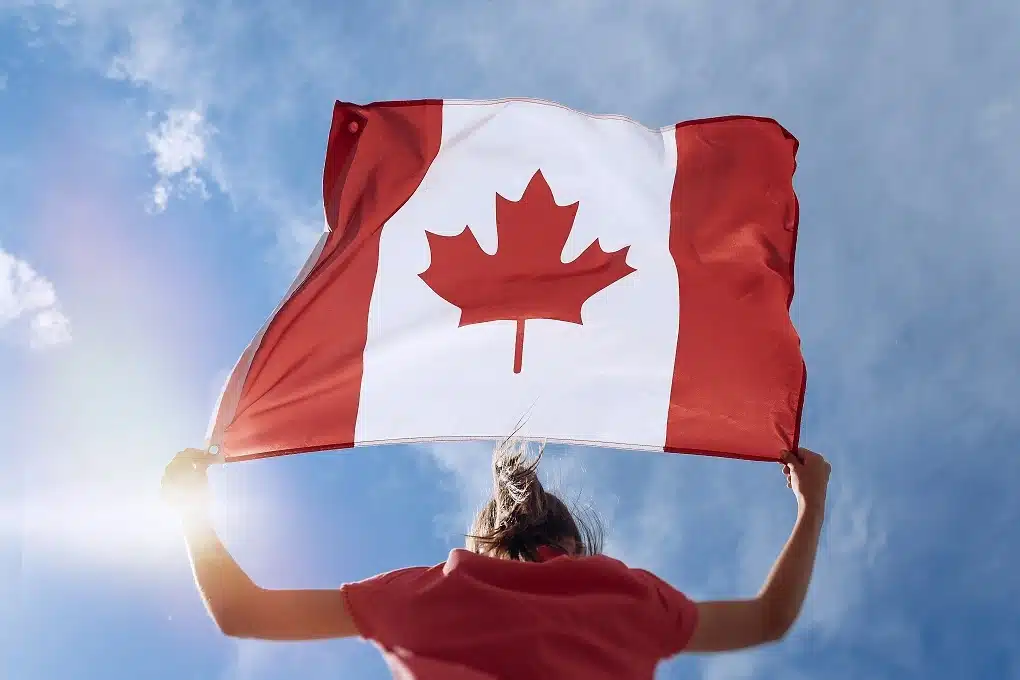 Woman Holding Canadian Flag
